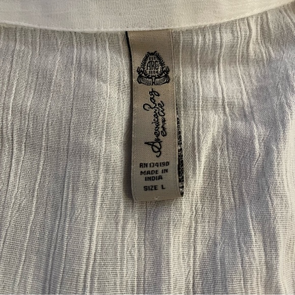 American Rag White Collared Sheer Button Up - Picture 2 of 7